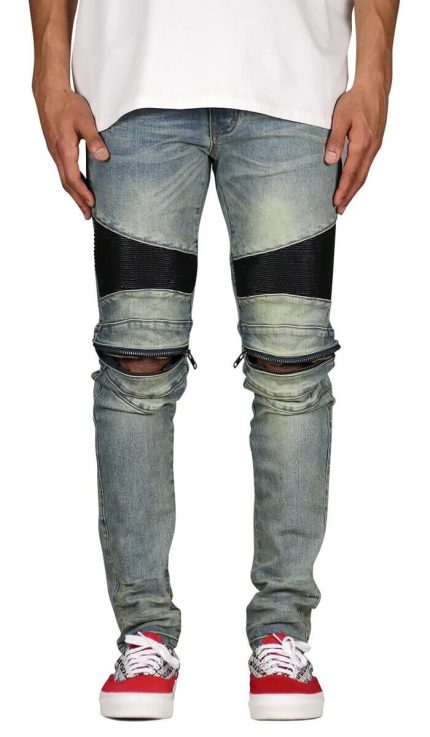 Indigo Moto Zipper Jeans