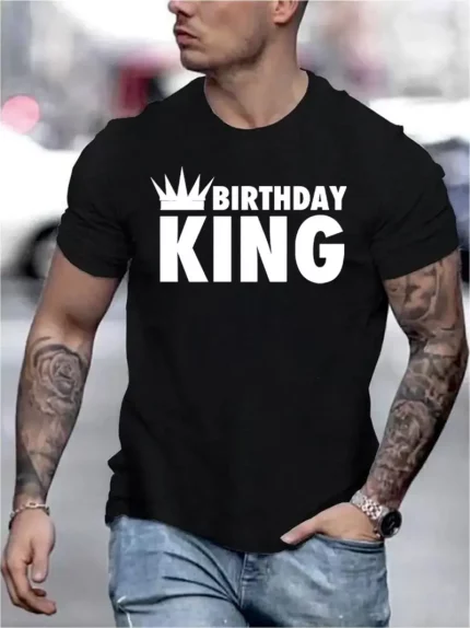 Men's "Birthday KING" Graphic T-Shirt - Black