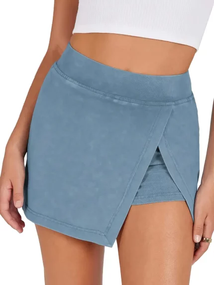 Women's High-Waisted Athletic Skort with Side Slit & Built-In Shorts