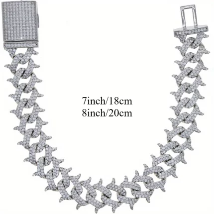 Golden S925 Sterling Silver Bracelet, Luxury Hip Hop Style