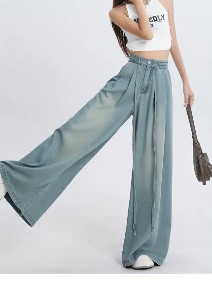 Womens Jeans High Waisted Straight Leg Loose Jeans