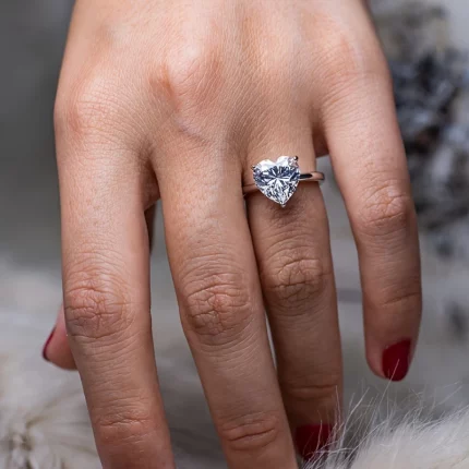 4 Carat Heart Ring 10 * 10mm Moissanite Ring/S925 Silver Mozambican Bracelet for Gentlemen and Ladies