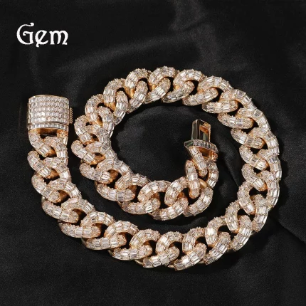 Men's 20mm Square Cubic Synthetic Zirconia Cuban Chain Necklace