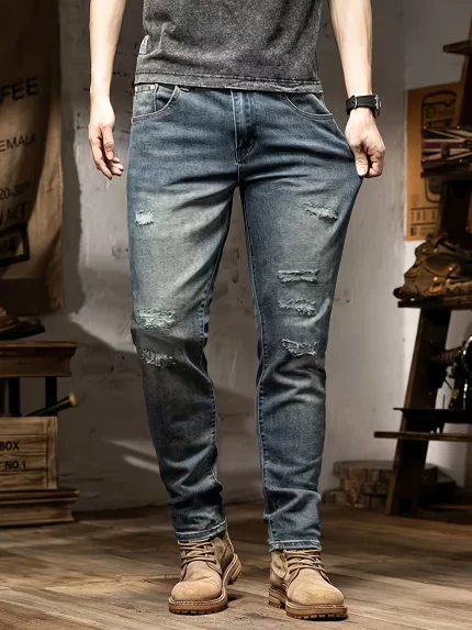 Men'S Jeans Stretch Trousers Style Bicycle Men'S Trousers