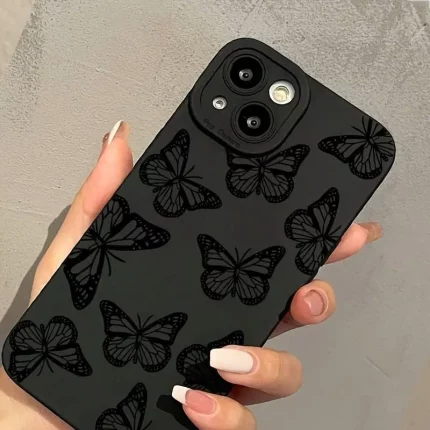 Multiple Butterfly Black Premium Mobile Phone Case Suitable for iPhone11 12 13 14 15 iPhone 14 13 12 11 Pro Max XS XR X 7 8 Plus SE 12 13 Mini Series Mobile Phone Case