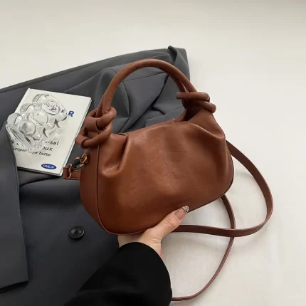 Women'S Casual Shoulder Bag, Solid Color Vintage Style