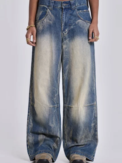 Women's Vintage-Inspired Wide Leg Pants - Casual, Solid Color, Non-Stretch