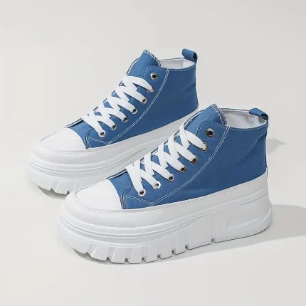 Women's High-Top Sneakers, Soft Sole Platform Lace-Up Casual