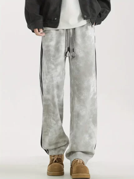 Men's Thin Casual Pants - Black Straight-Leg Trousers, All-Season